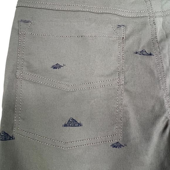 Prana Men’s Brion Olive Green Nylon Shorts With Mountain Print Size 28 X… - Picture 6 of 12